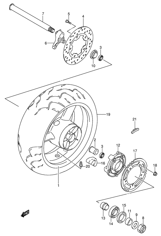 Rear wheel complete assy