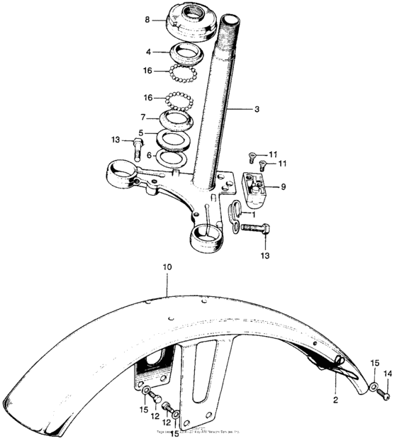 Cl100 steering stem + front fender (cl100k2.sk2.sk3) k2-s3