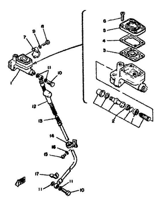 Master cylinder. brake hose