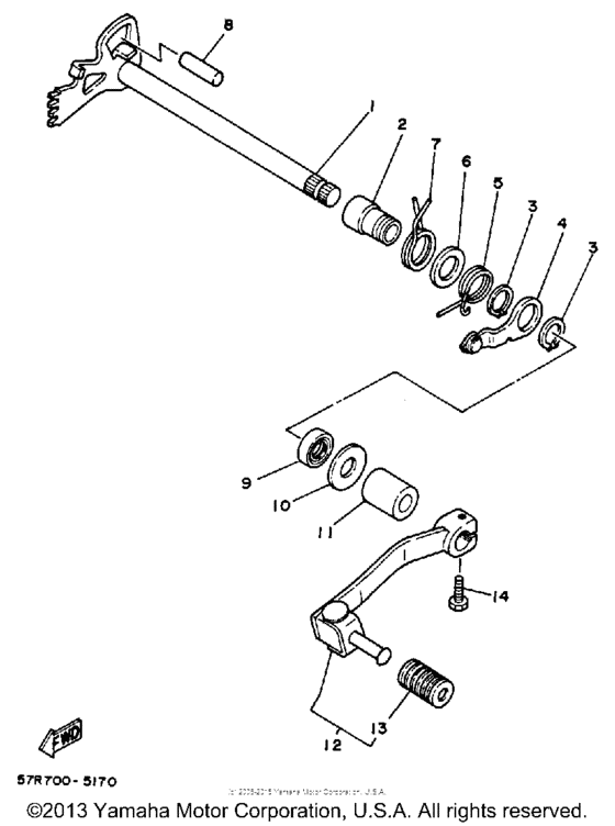 XT350W Вал переключения