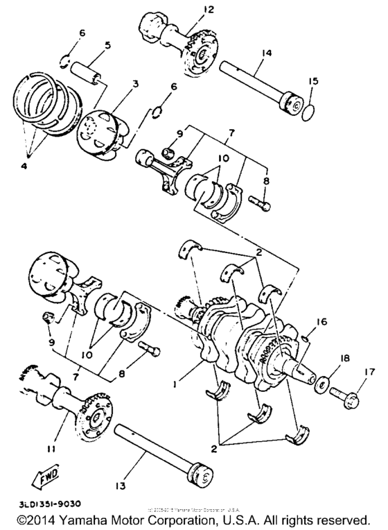 TDM850D Коленчатый вал и Поршень