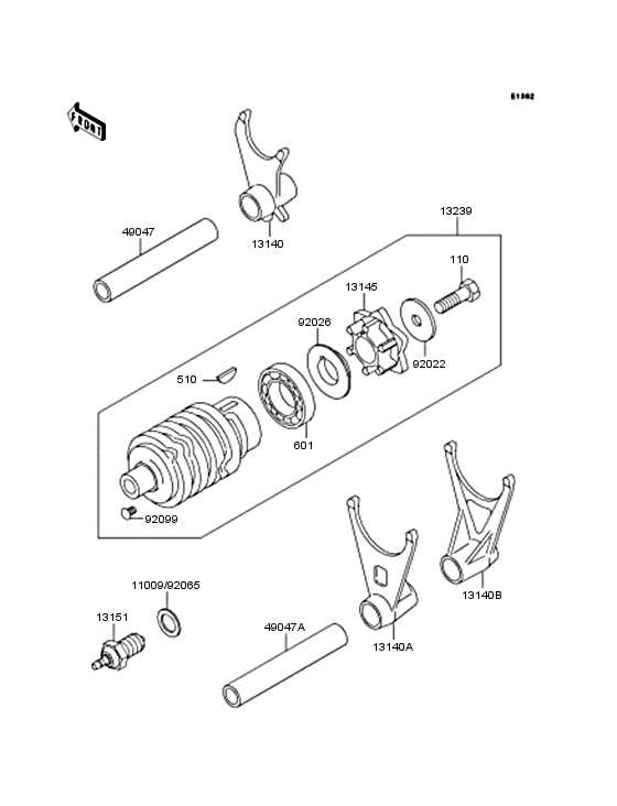 Gear change drum & forks