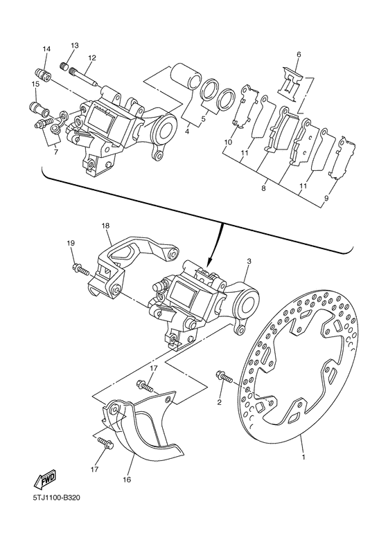 WR250F Задний суппорт