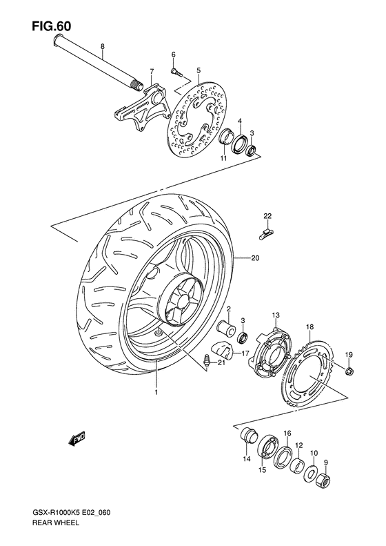 Rear wheel complete assy