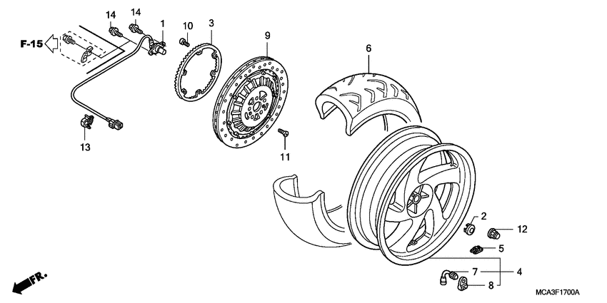 GL1800 (ABS) Rear wheel complete assy