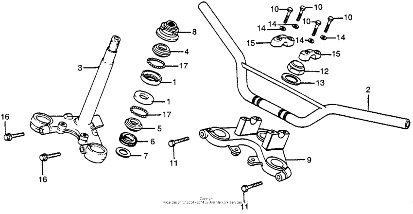 Handlebar + top bridge + steering stem 82