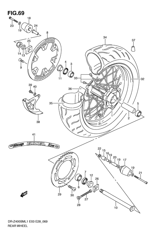Rear wheel complete assy