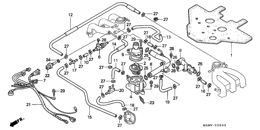 Water pipe/thermostat