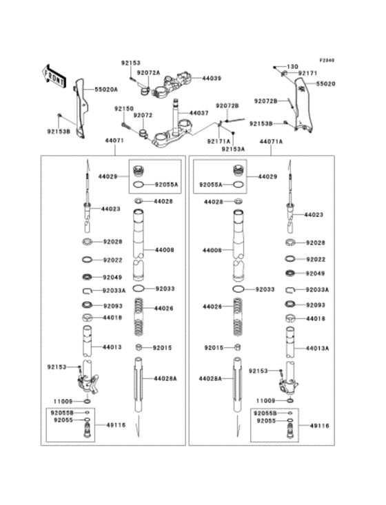 KLX250 Передняя вилка