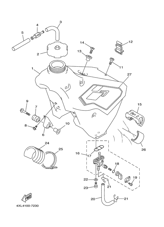 YZ125J Топливный бак