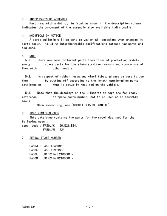 FA50 Catalog preface