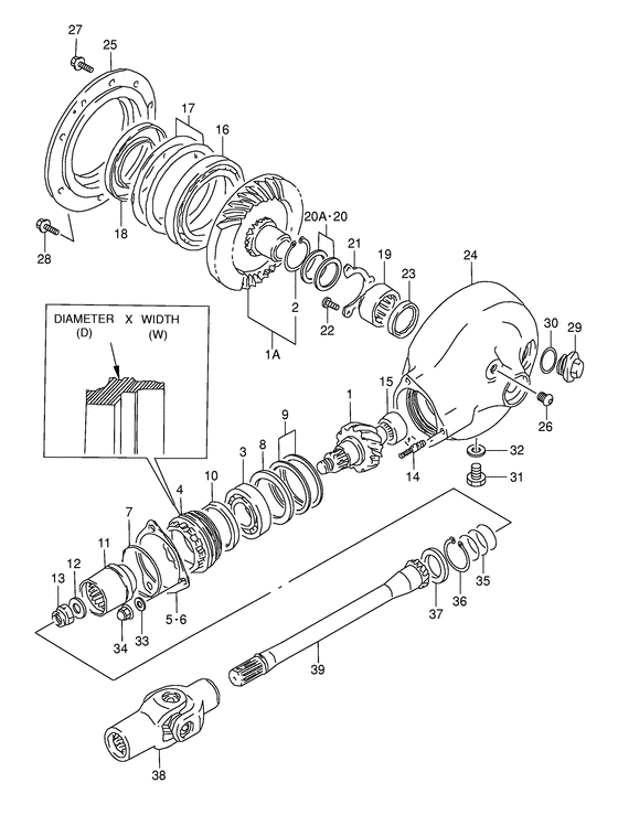Propeller shaft/final drive gear