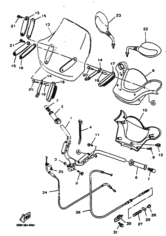 YP125E Рулевой рычаг и кабель