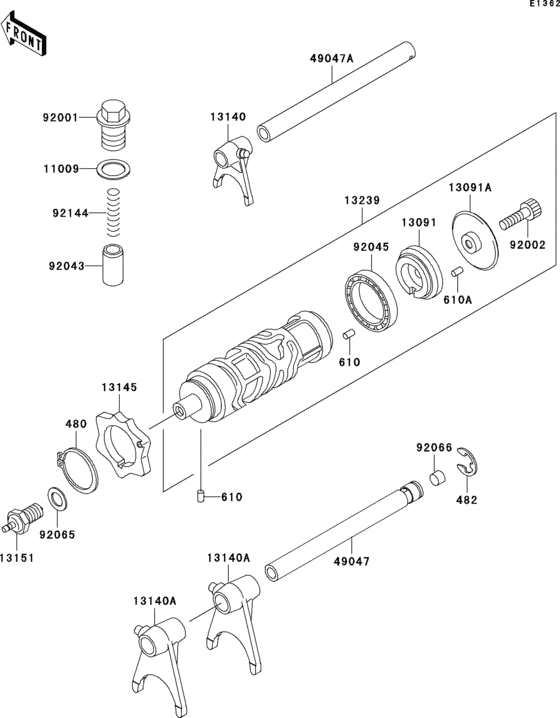 EX250 Валы и вилки переключения передач
