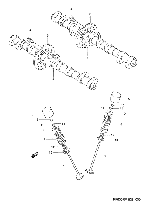 RF900 Распределительный вал-клапаны
