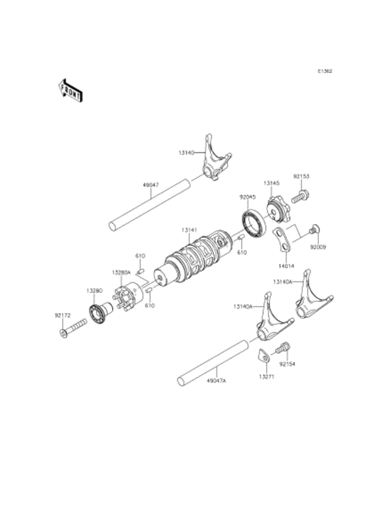 EX400 Gear change drum & forks