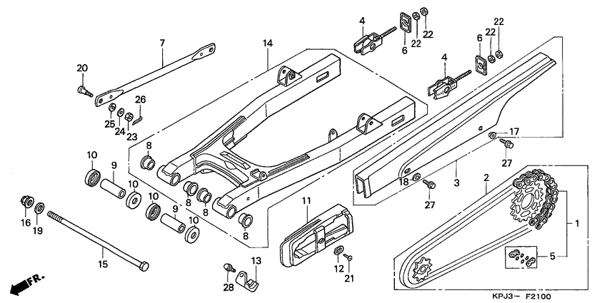 Rear swingarm/chain case