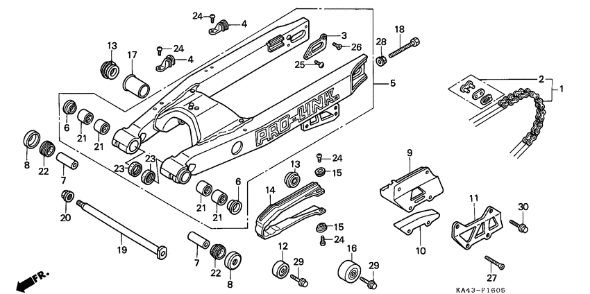 Rear fork/drive chain