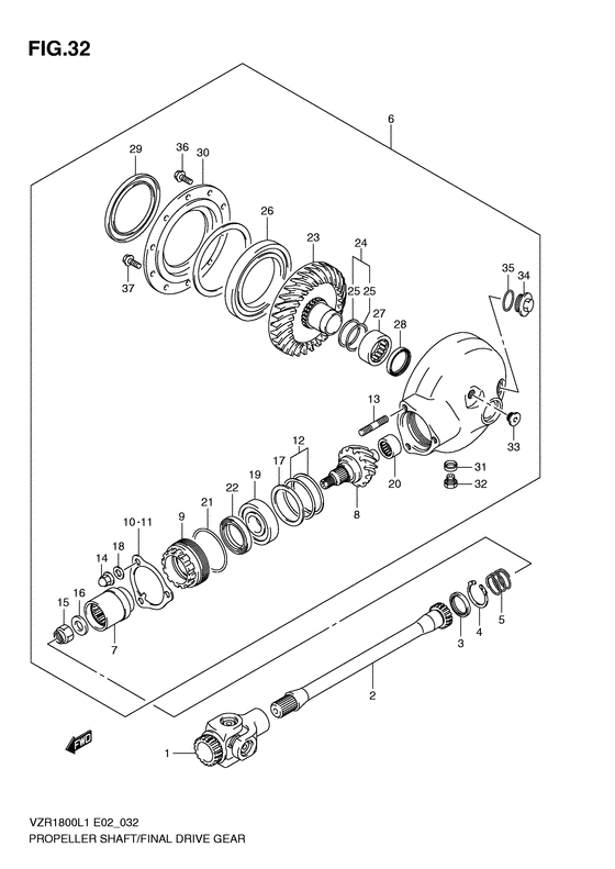 VZR1800 Propeller shaft / final drive gear