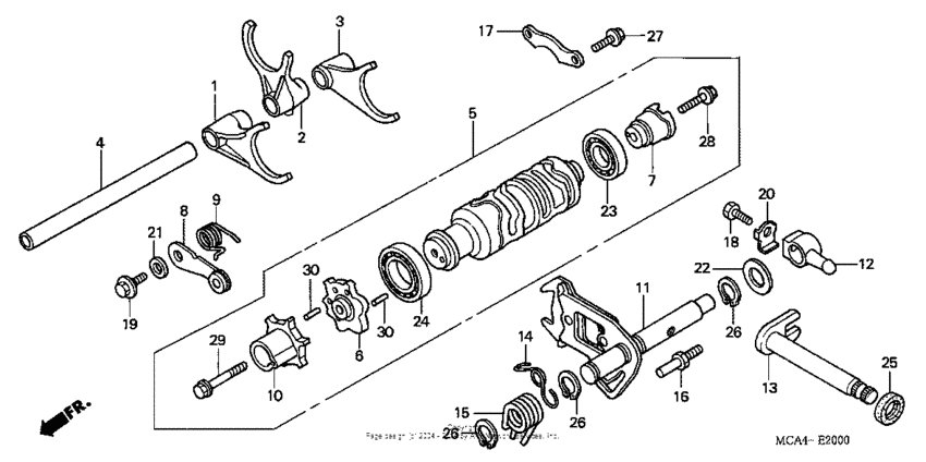 GL1800 (ABS) Shift drum + shift fork