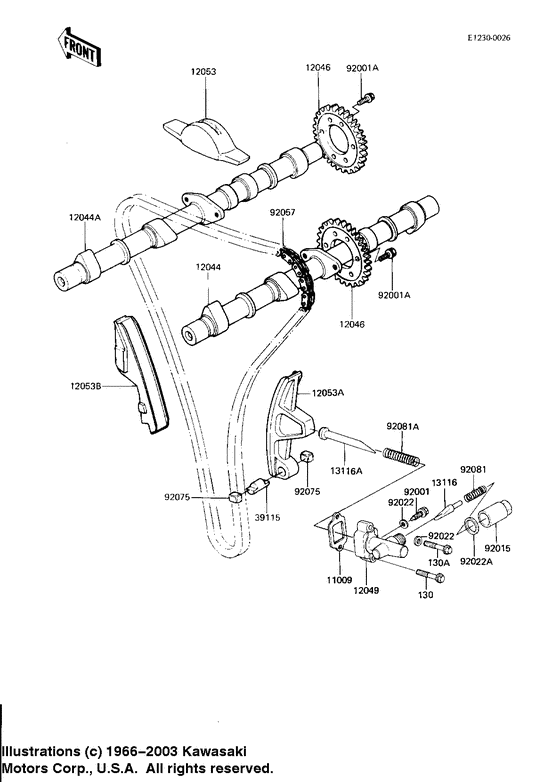 Camshafts/chain/tensioner