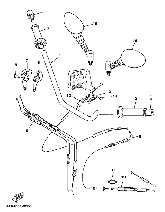 TDM850L Steering handle. cable