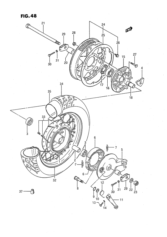 Rear wheel complete assy