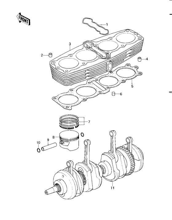 Cylinder/pistons/crankshaft