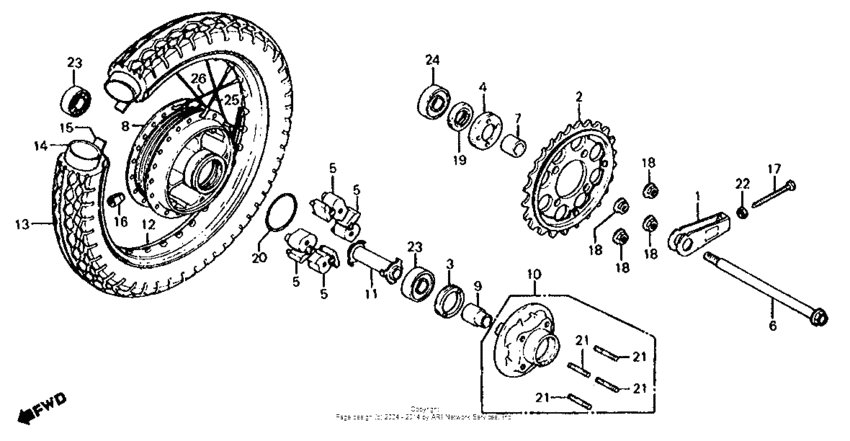 Cb650 rear wheel 80-82