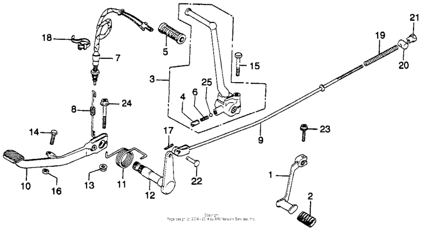 Pedal + kick starter arm