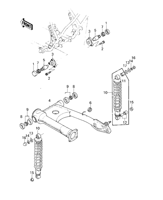 Swing arm/shock absorbers