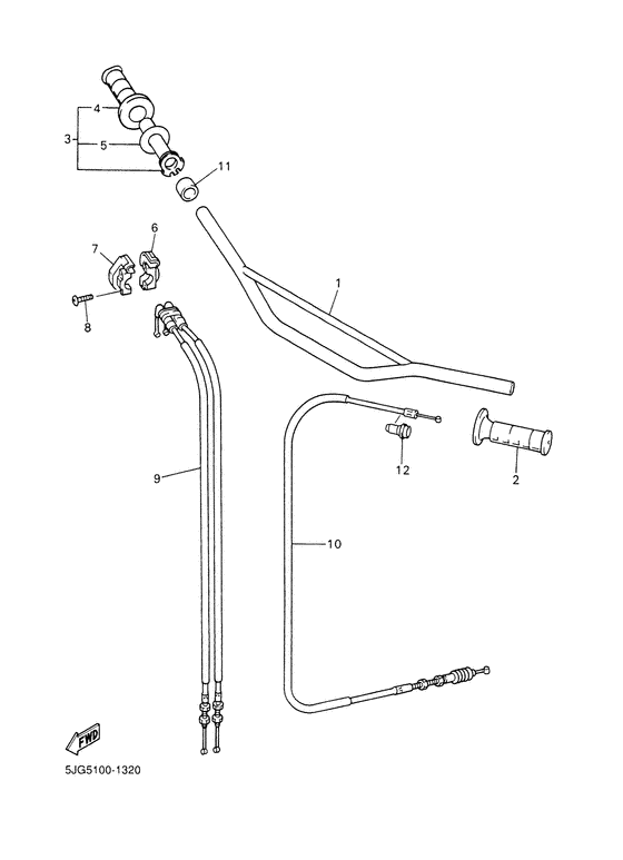 YZ426F Steering handle. cable