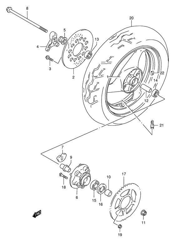 Rear wheel complete assy