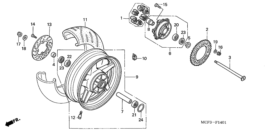 Rear wheel complete assy