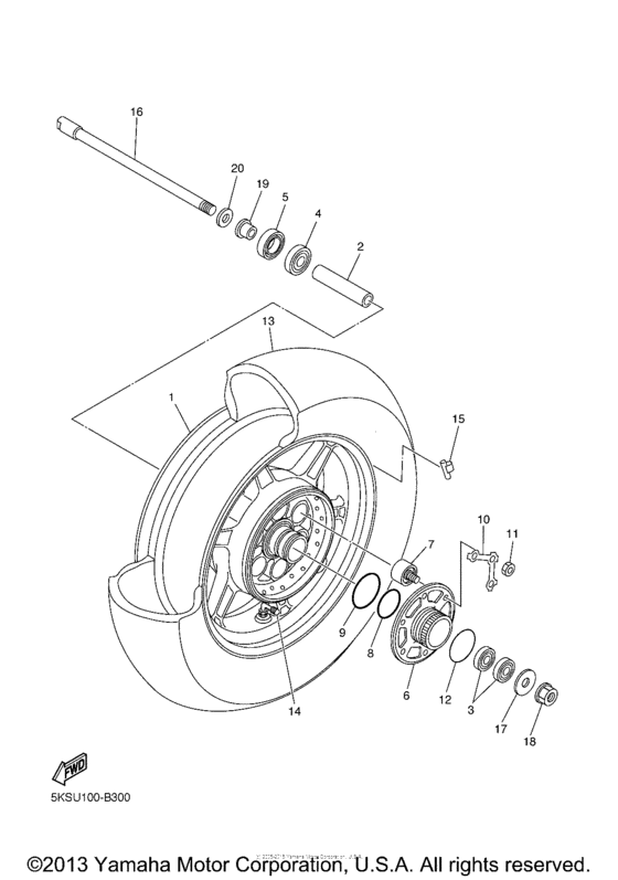 XVS1100AWR Переднее колесо