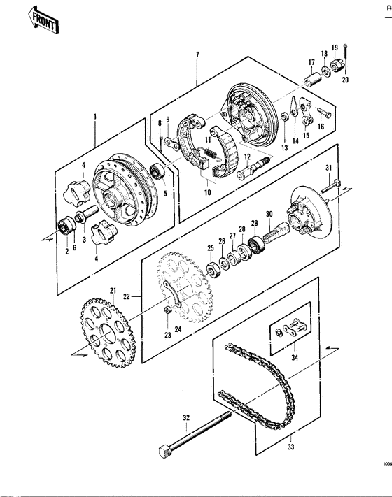 Rear hub/brake/chain