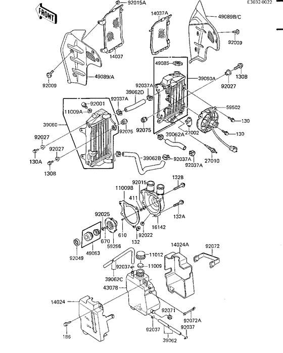 Radiators/fan/coolant tank/water pump