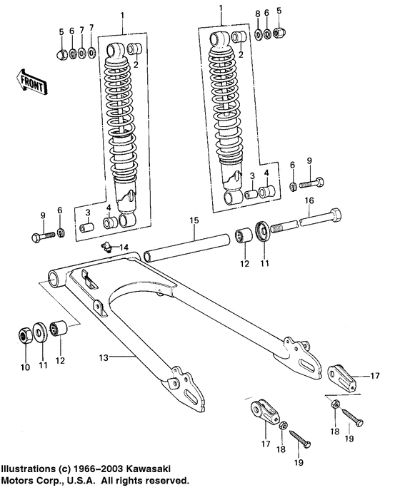 Swing arm/shock absorbers