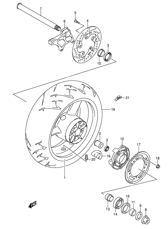 Rear wheel complete assy