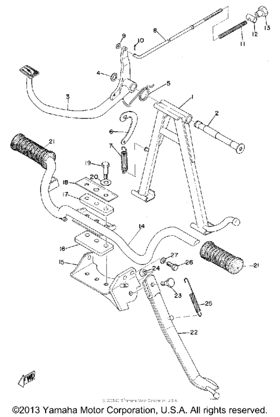 Stand footrest brake pedal