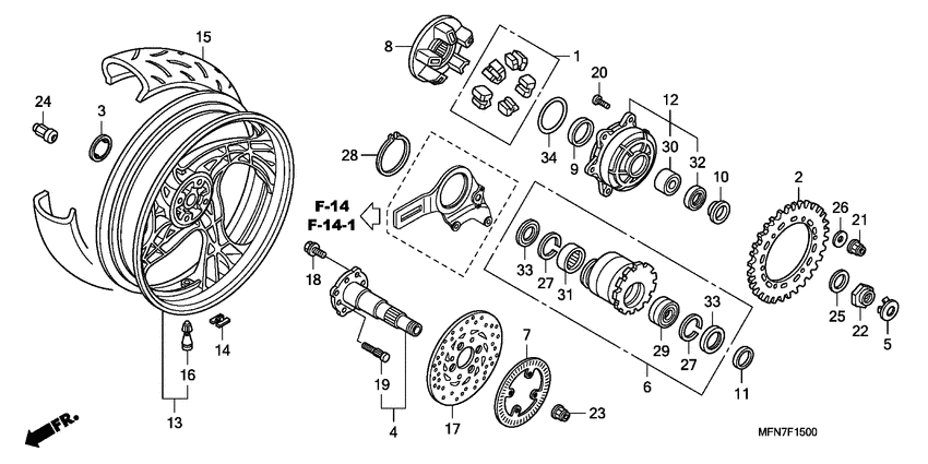 Rear wheel complete assy