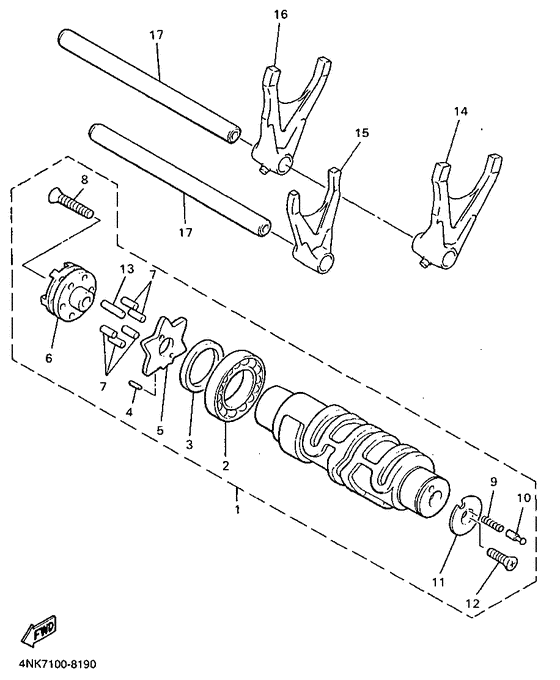 XVZ1300A Shift cam. fork