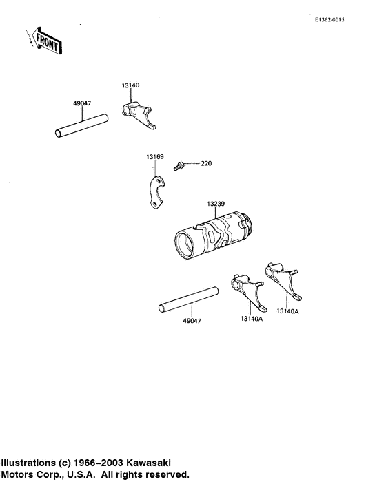 KDX80 Gear change drum & forks