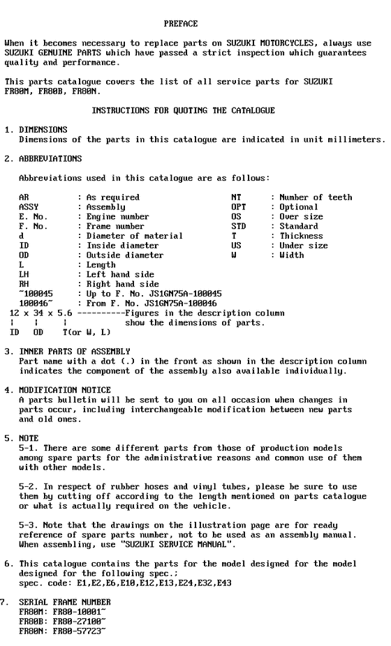 FR80 Catalog preface