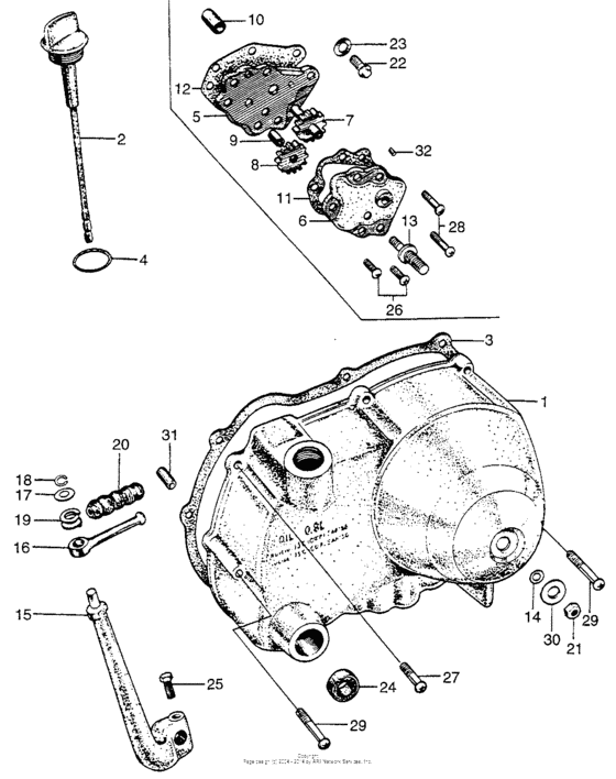 Right crankcase cover + oilpump