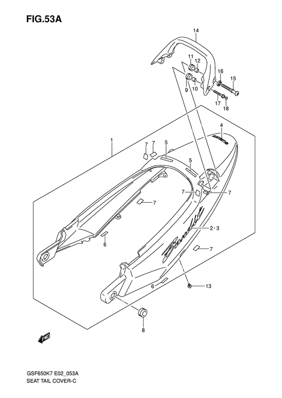 GSF650S Обтекатель сидения