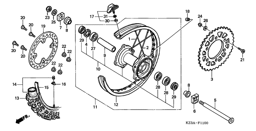 Rear wheel complete assy