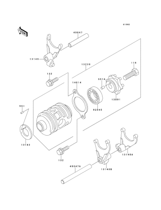 Gear change drum & forks