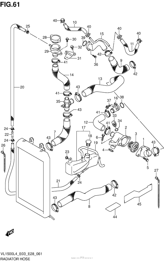 VL1500B Radiator Hose (Vl1500Bl4 E03)
