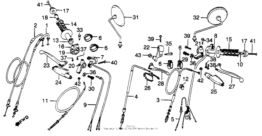 Control levers + switch + cables